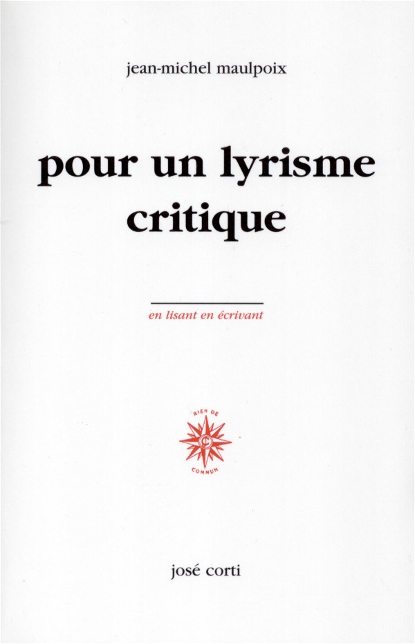 Pour un lyrisme critique Maulpoix
